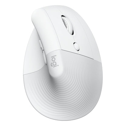 Logitech Lift for Business Vertical Mouse ergonomic 6 buttons wireless Bluetooth 2.4 GHz Bolt USB receiver off-white