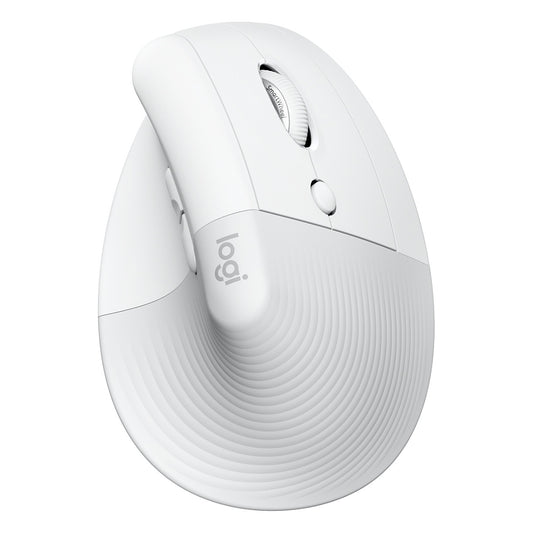 Logitech Lift for Business Vertical Mouse ergonomic 6 buttons wireless Bluetooth 2.4 GHz Bolt USB receiver off-white