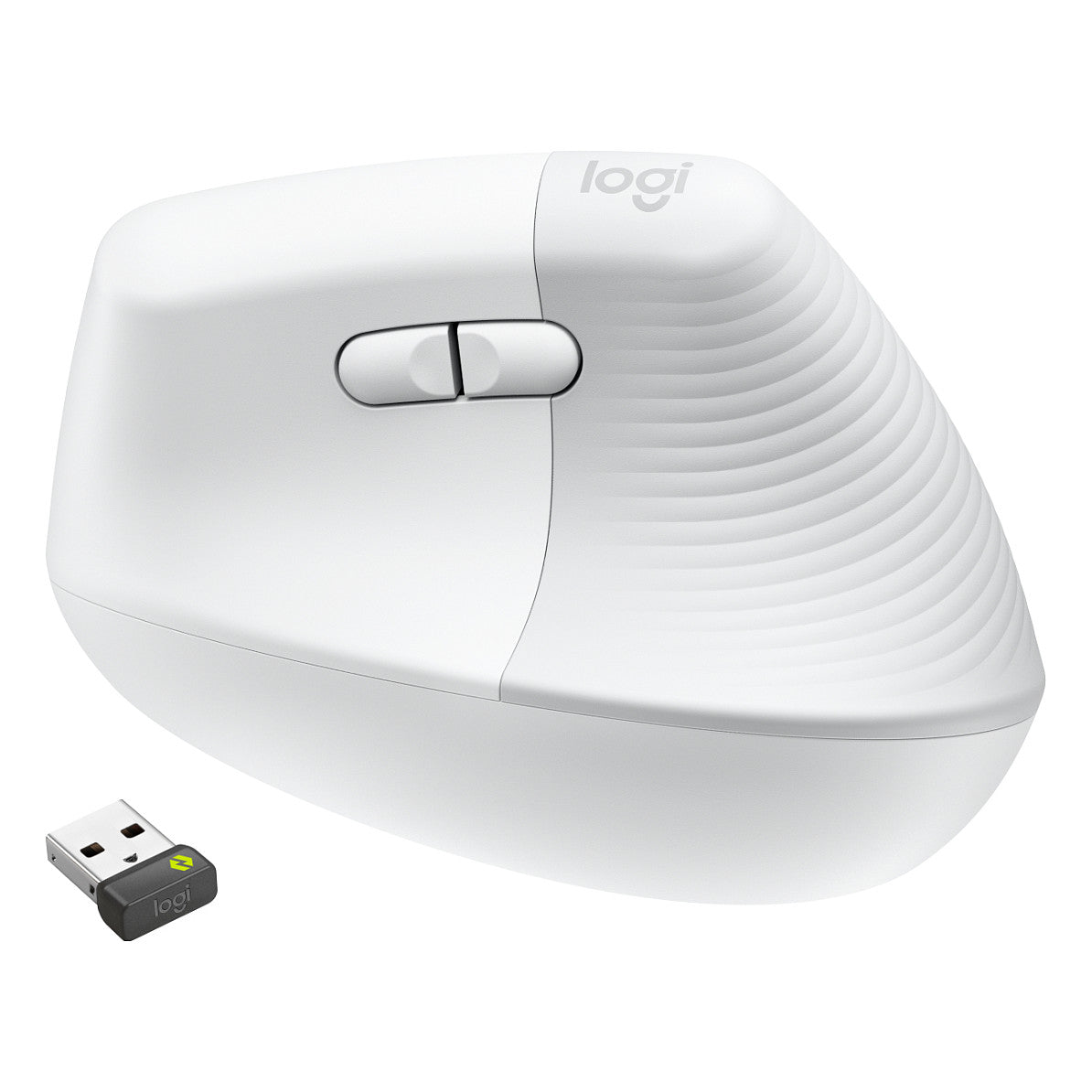 Logitech Lift for Business Vertical Mouse ergonomic 6 buttons wireless Bluetooth 2.4 GHz Bolt USB receiver off-white