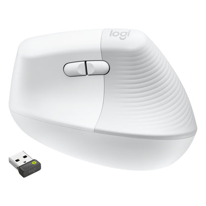 Logitech Lift for Business Vertical Mouse ergonomic 6 buttons wireless Bluetooth 2.4 GHz Bolt USB receiver off-white