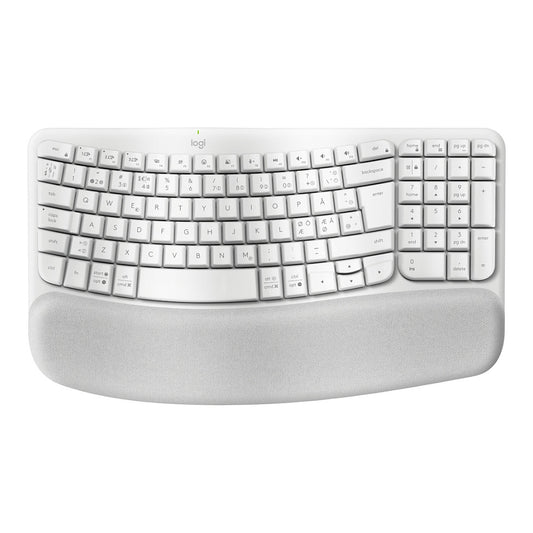 Logitech Wave Keys Keyboard with cushioned palm rest wireless Bluetooth LE QWERTY off-white (PAN)
