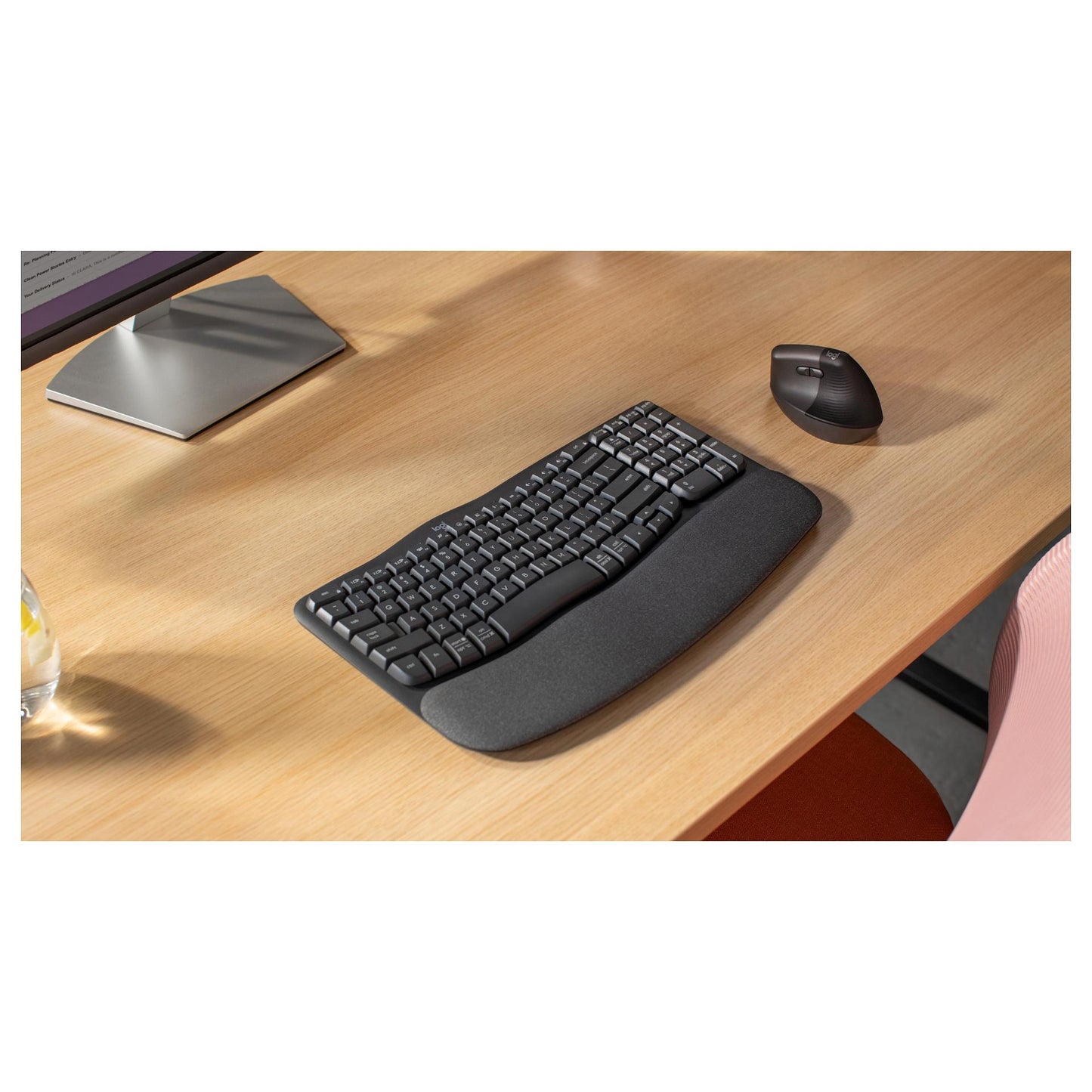 Logitech Wave Keys Wireless Ergonomic keyboard - Graphite - (DE) - 2.4GHZ/BT - N/A - CENTRAL-419 - UNIVERSAL