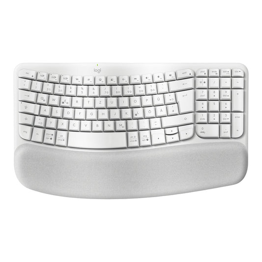 Logitech Wave Keys wireless ergonomic keyboard - OFFWHITE - (DE) - 2.4GHZ/BT - N/A - CENTRAL-419 - UNIVERSAL