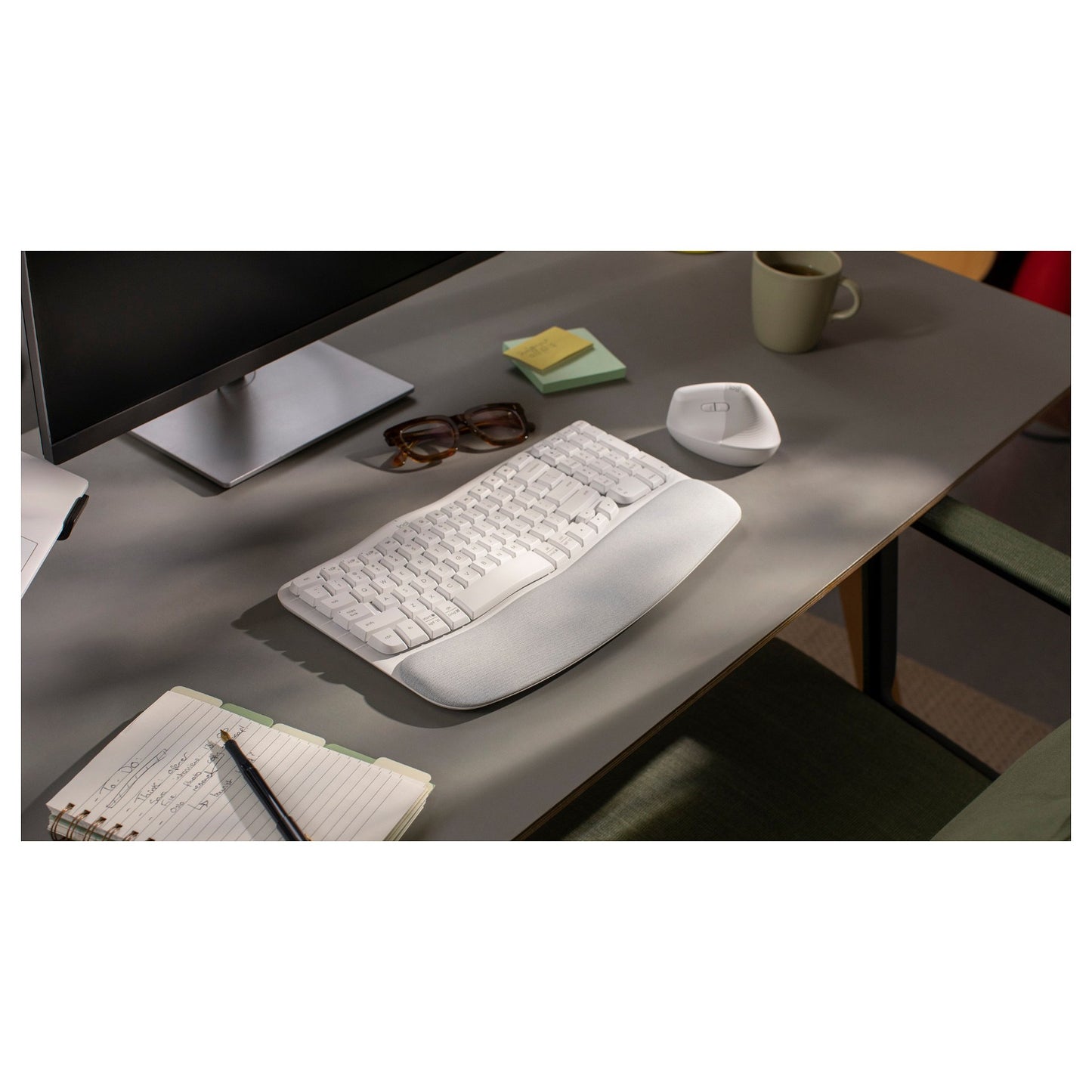 Logitech Wave Keys wireless ergonomic keyboard - OFFWHITE - (DE) - 2.4GHZ/BT - N/A - CENTRAL-419 - UNIVERSAL