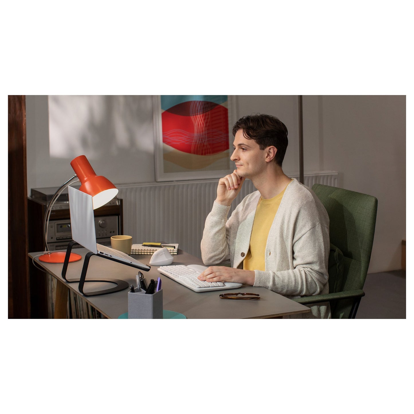 Logitech Wave Keys wireless ergonomic keyboard - OFFWHITE - (DE) - 2.4GHZ/BT - N/A - CENTRAL-419 - UNIVERSAL
