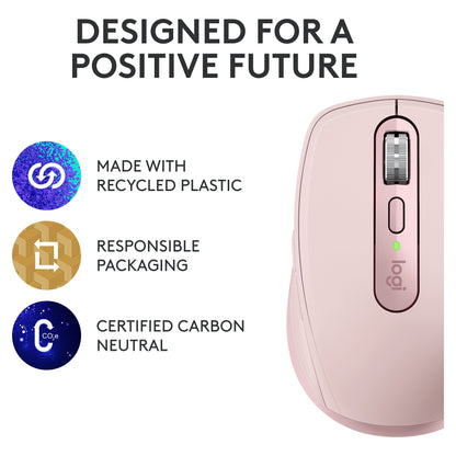 Logitech MX Anywhere 3S Mouse optical 6 buttons wireless Bluetooth rose