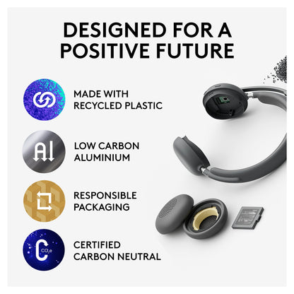 Logitech Headset - Zone Wireless 2 UC - Graphite TEAMS - 2.4GHZ/BT - Emea-914 - A00174 A00172 NO STAND