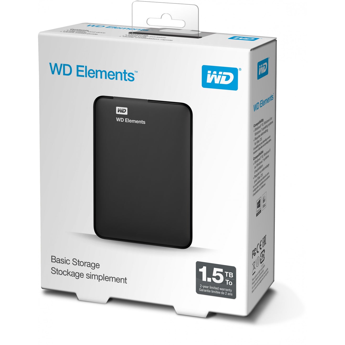2,5" WD Elements 1,5TB HDD USB3.0 Portable 6,4cm 2,5Zoll RTL extern RoHS compliant Low cost black
