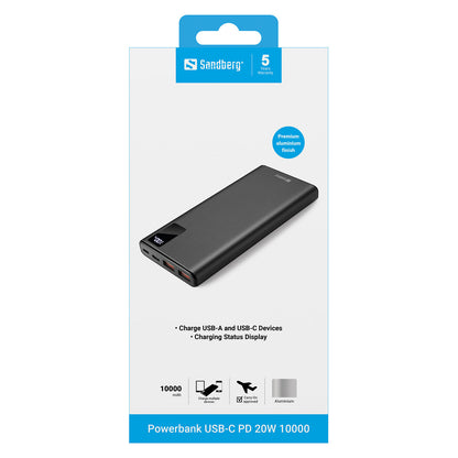 Sandberg 420-58 Powerbank 10000mAh 20W QC3.0 USB-C Display Schwarz