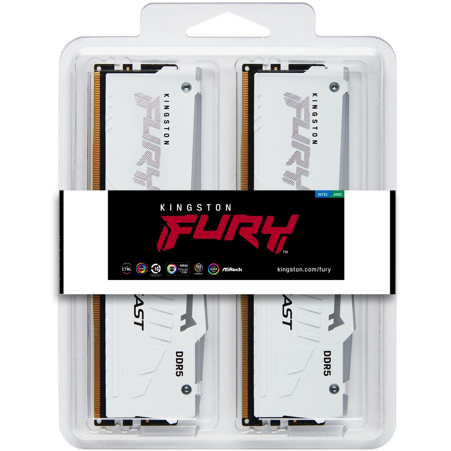 KINGSTON 32GB 6000MT/s DDR5 CL36 DIMM Kit of 2 FURY Beast White RGB EXPO