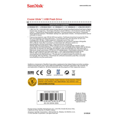 STICK 128GB USB 2.0 SanDisk Cruzer Glide black