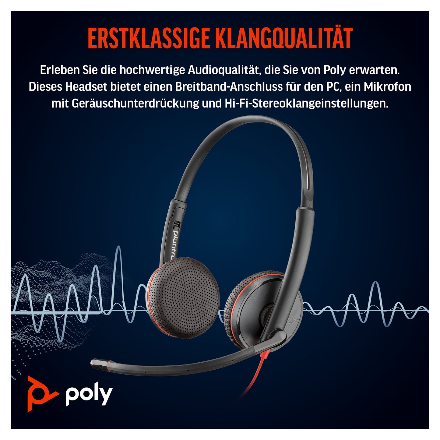 HP Poly Blackwire 3225 Stereo USB-C Headset +3.5mm Plug +USB-C/A Adapter (Bulk) (209747-201/209751-201)