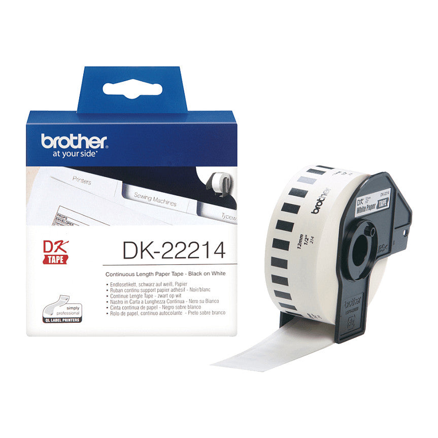 Brother Endlosetiketten (Papier) DK22214 schwarz auf weiss 12mm x 30,48m