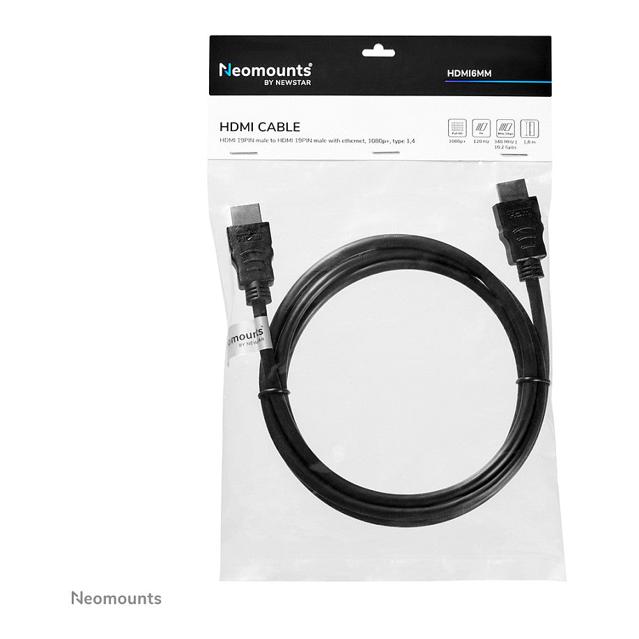 HDMI 14 Kabel, High speed, HDMI 19 Pins M/M, 1,8 Meter KG HDMI6MM Neomounts