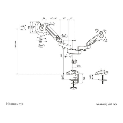 Neomounts DS70-750BL2 Tischhalterung für 17-27" Bildschirme - Schwarz