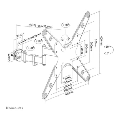 Stangenhalterung. vollbeweglich. (Ø28-50 mm) für 32-55" Bildschirme 25KG FL40-450BL14 Neomounts