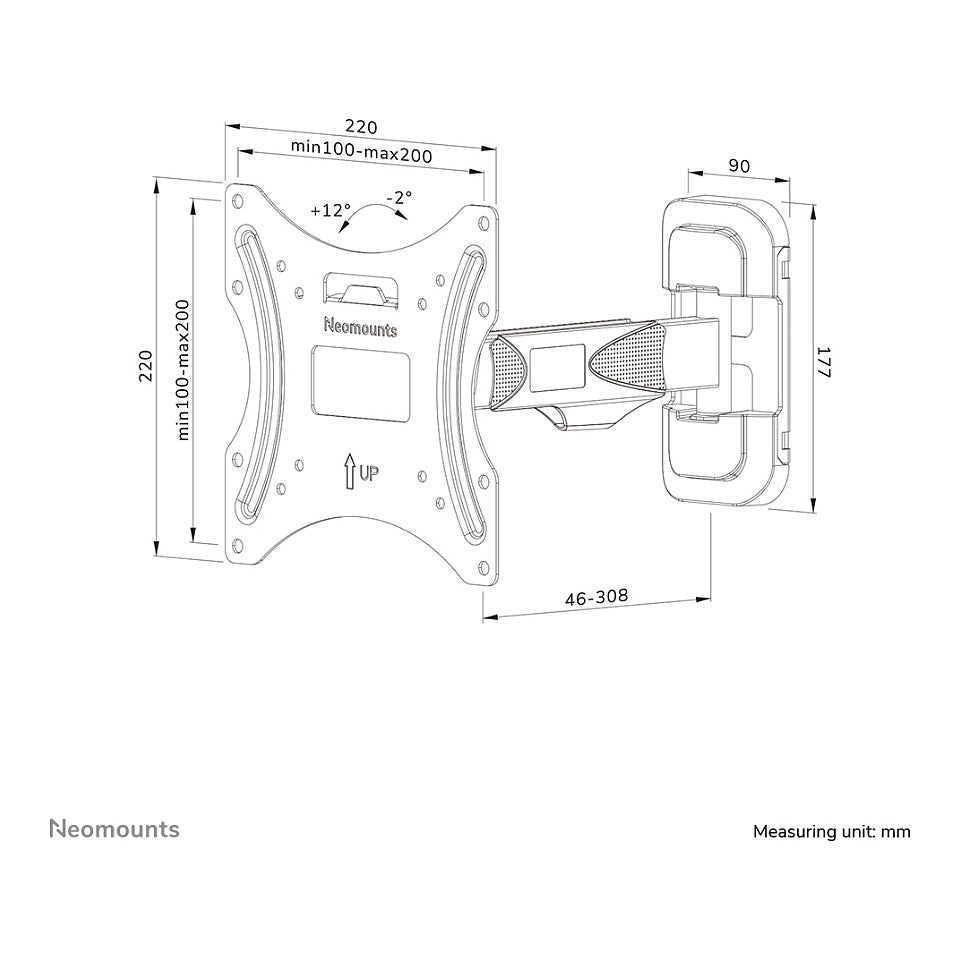 Wandhalterung. voll beweglich. für 32-55" Bildschirme 35KG WL40-540BL12 Neomounts