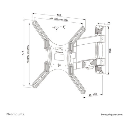 Neomounts WL40-550BL14 bewegliche Wandhalterung für 32-55" Bildschirme - Schwarz