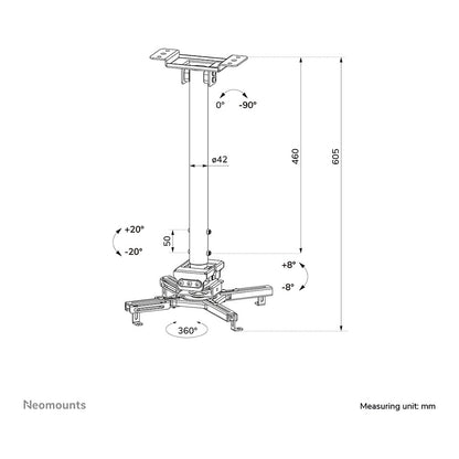 Neomounts Universelle Deckenhalterung für Projektoren. höhenverstellbar (60.5-90.5 cm) 35KG CL25-540BL1