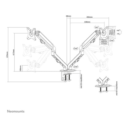 Neomounts FPMA-D650DBLACK Tischhalterung - für 27" - Schwarz