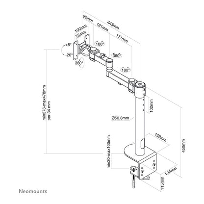 Neomounts FPMA-D960BLACKPLUS Tischhalterung für Breitbildmonitore und curved Monitore bis 49" (124 cm) - Schwarz