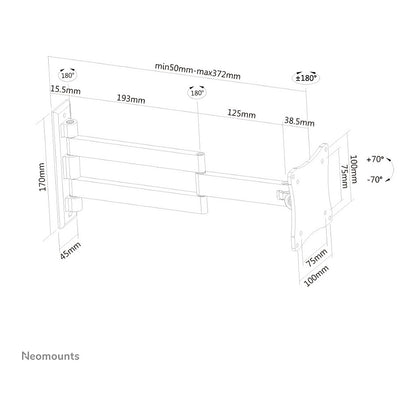 Neomounts FPMA-W830BLACK Wandhalterung mit drei Drehpunkten für Flachbildschirme bis 27" (69 cm)