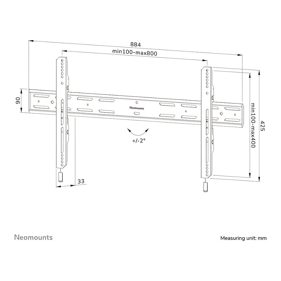 Neomounts WL30S-850BL18 feste Wandhalterung für 43-98" Bildschirme - Schwarz