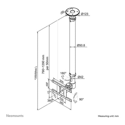 Neomounts FPMA-C100 Deckenhalterung für Flachbildschirme/Fernseher bis 30" (76 cm)