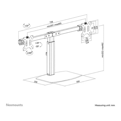 Neomounts FPMA-D865DBLACK Tischhalterung für zwei Flachbildschirme bis 27" (69 cm)