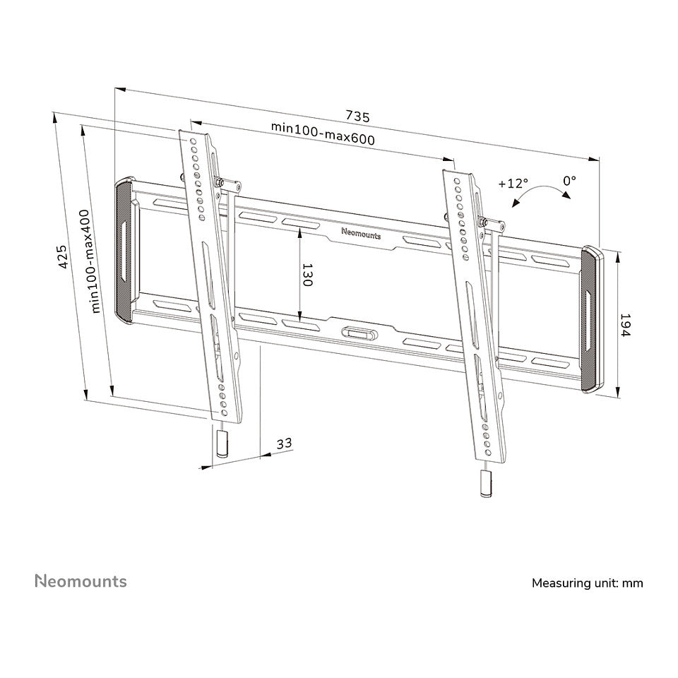 Neomounts WL35-550BL16 neigbare Wandhalterung für 40-75" Bildschirme - Schwarz