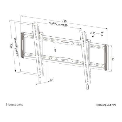 Neomounts WL35-550BL16 neigbare Wandhalterung für 40-75" Bildschirme - Schwarz