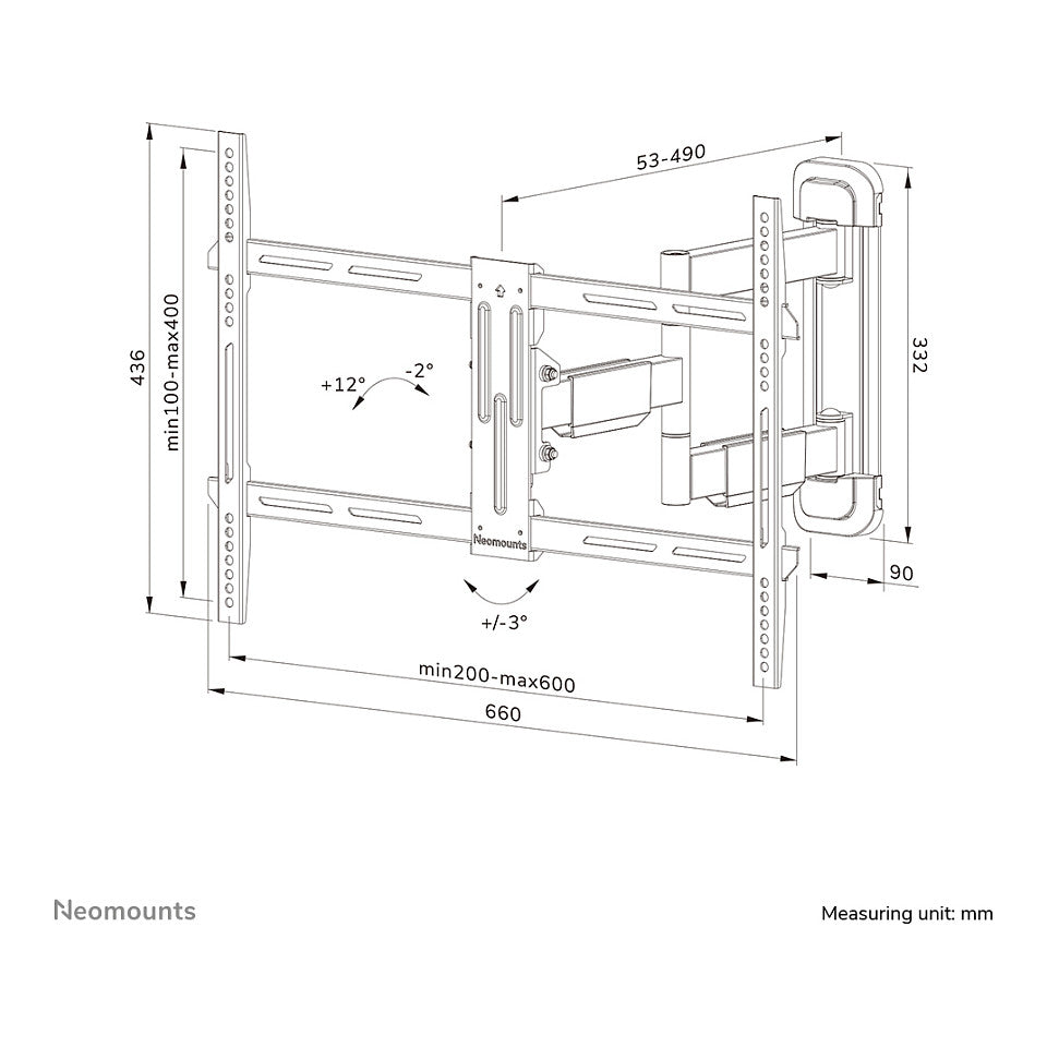 Neomounts WL40-550BL16 bewegliche Wandhalterung für 40-65" Bildschirme - Schwarz