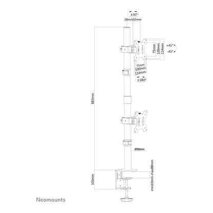 Neomounts FPMA-D550DVBLACK Tischhalterung für zwei Flachbildschirme bis 32" - Schwarz