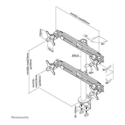 Tischhalterung für vier Flachbildschirme bis 30" (76 cm) 8KG FPMA-D700D4 Neomounts
