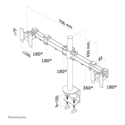 Neomounts FPMA-D960D Tischhalterung für zwei Flachbildschirme bis 27" (69 cm) 8KG