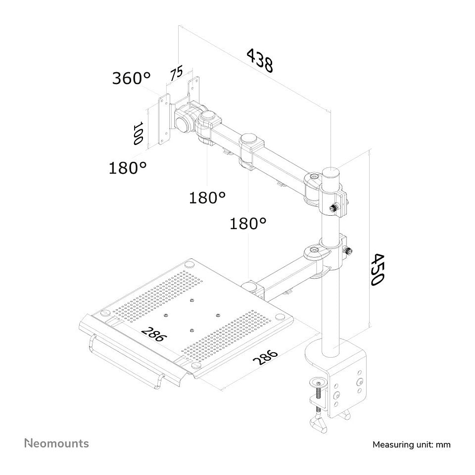 Tischhalterung für Notebooks und Flachbildschirme bis 27" (69 cm) 10KG FPMA-D960NOTEBOOK Neomounts