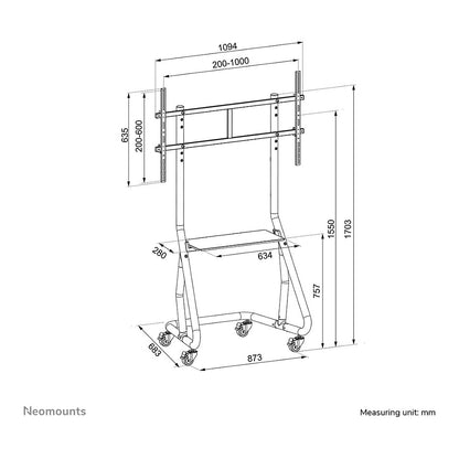 Mobiler Bodenständer für Flachbild-Fernseher bis 100" (254 cm) 100KG NS-M3800BLACK Neomounts