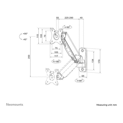 Wandhalterung. voll beweglich. für 17-32" Bildschirme 9KG WL70-440BL11 Neomounts