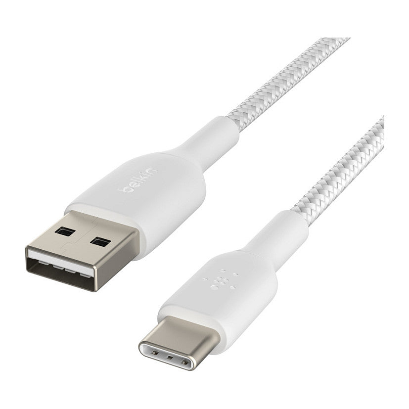 Belkin USB-C/USB-A Kabel ummantelt, 2m, weiß