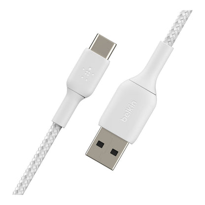 Belkin USB-C/USB-A Kabel ummantelt, 2m, weiß