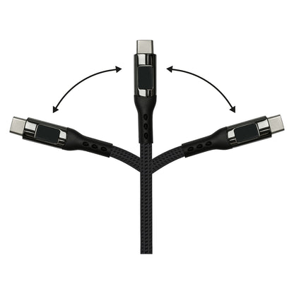 GoodConnections USB-C 2.0 (ST-ST) 1m Anschlusskabel mit Digitalanzeige Textilmantel 100W Schwarz
