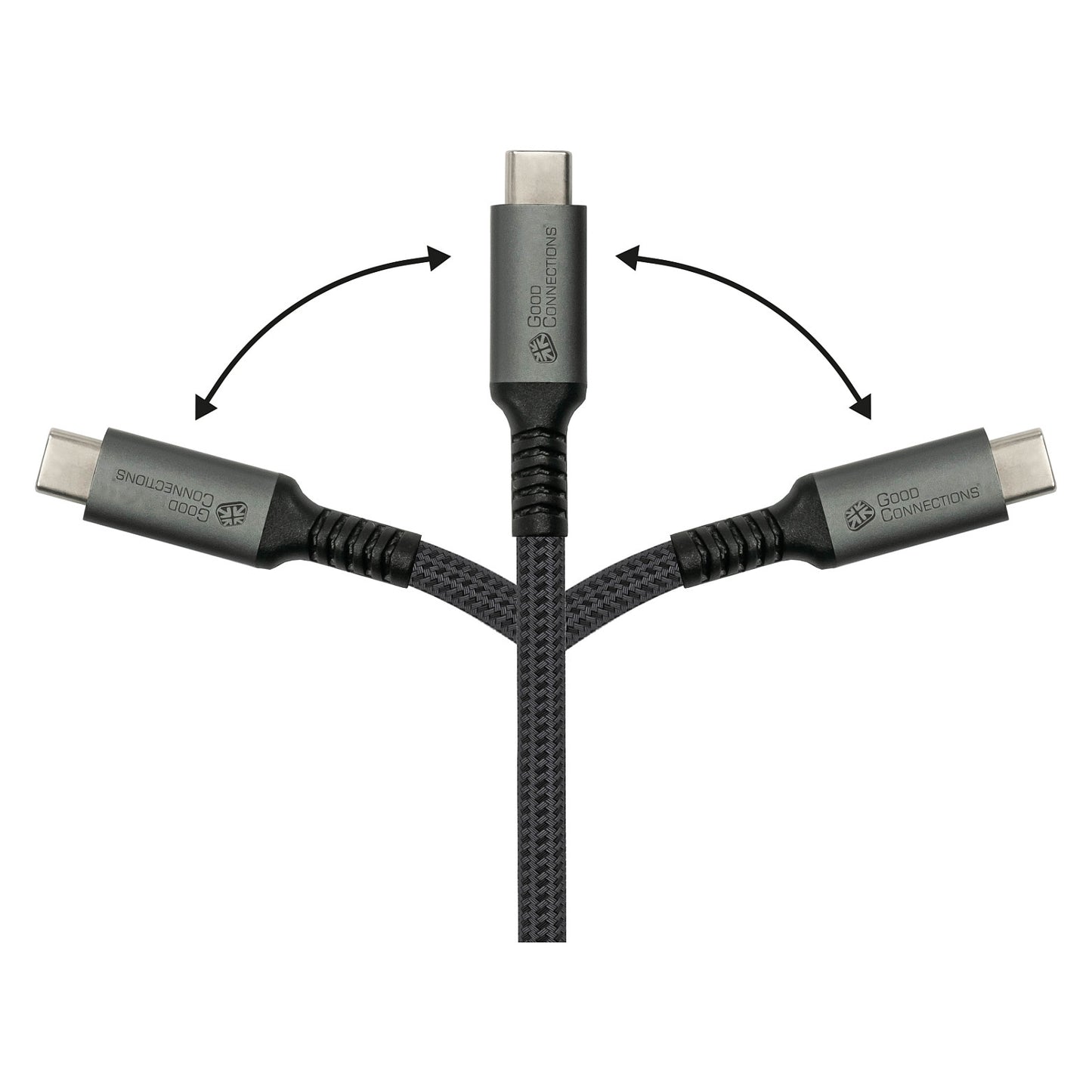 GoodConnections USB-C 2.0 (ST-ST) 0,5m Anschlusskabel Textilmantel 240W Anthrazit