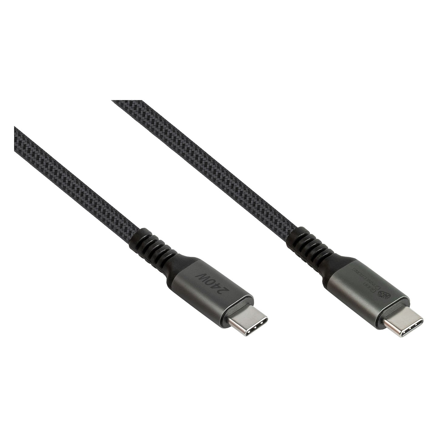 GoodConnections USB-C 2.0 (ST-ST) 1m Anschlusskabel Textilmantel 240W Anthrazit