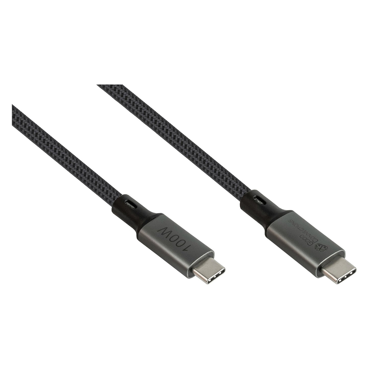 GoodConnections USB-C 4.0 (ST-ST) 1m Anschlusskabel Textilmantel 100W 8K 30Hz Anthrazit