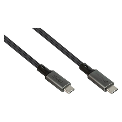 GoodConnections USB-C 4.0 (ST-ST) 1m Anschlusskabel Textilmantel 100W 8K 30Hz Anthrazit
