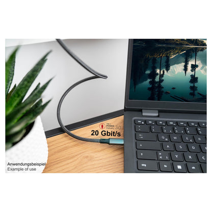 GoodConnections USB-C 4.0 (ST-ST) 1m Anschlusskabel Textilmantel 100W 8K 30Hz Anthrazit