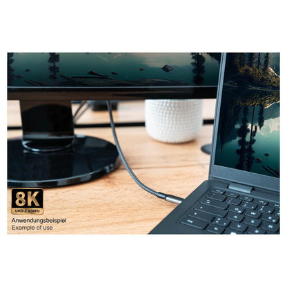 GoodConnections USB-C 4.0 (ST-ST) 1m Anschlusskabel Textilmantel 100W 8K 30Hz Anthrazit