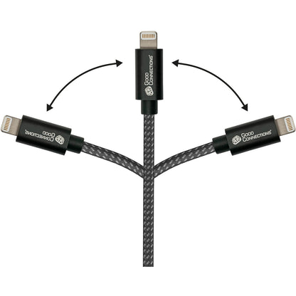 GoodConnections USB-A 2.0 > Lightning (ST-ST) 0,5m Ladekabel Textilmantel 12W Schwarz