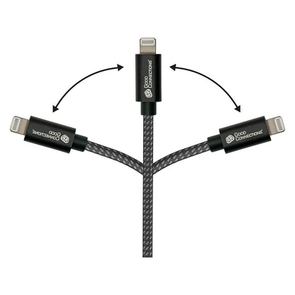 GoodConnections USB-C 2.0 > Lightning (ST-ST) 0,5m Ladekabel Textilmantel 18W Schwarz