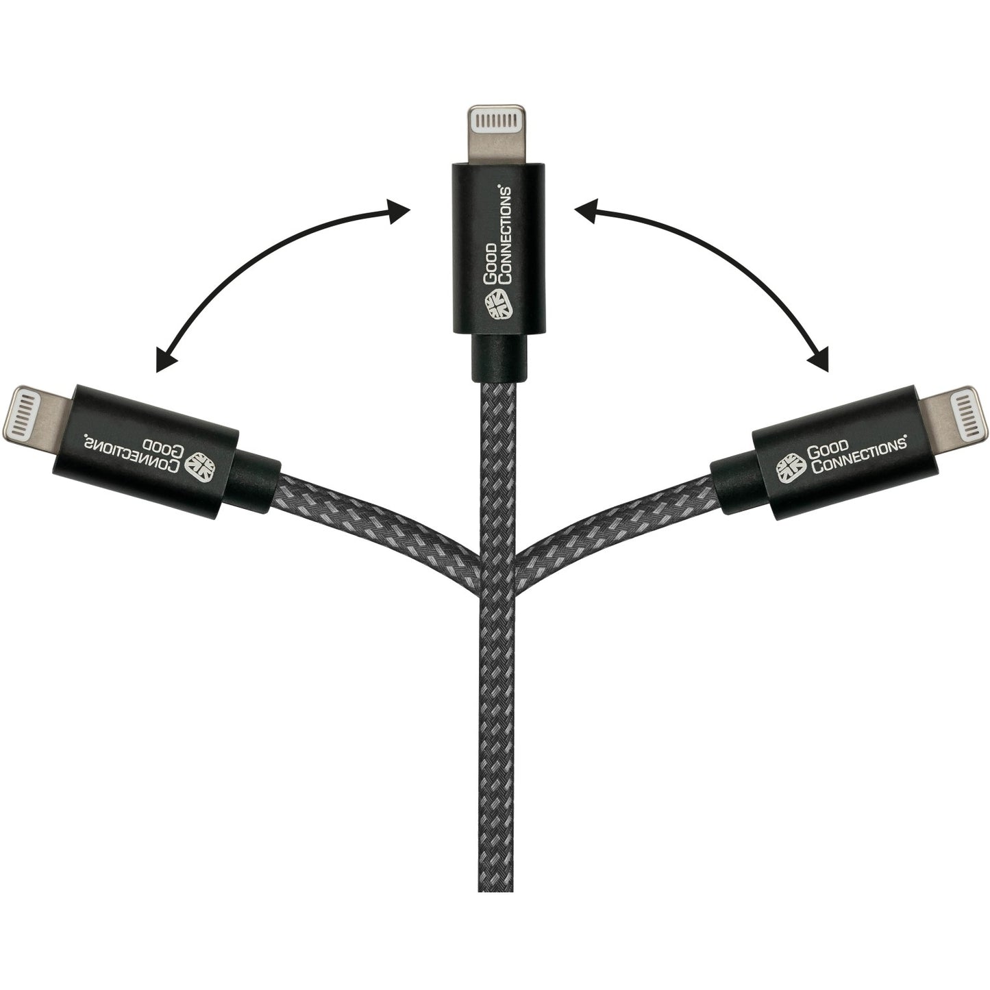 GoodConnections USB-C 2.0 > Lightning (ST-ST) 0,5m Ladekabel Textilmantel 18W Schwarz